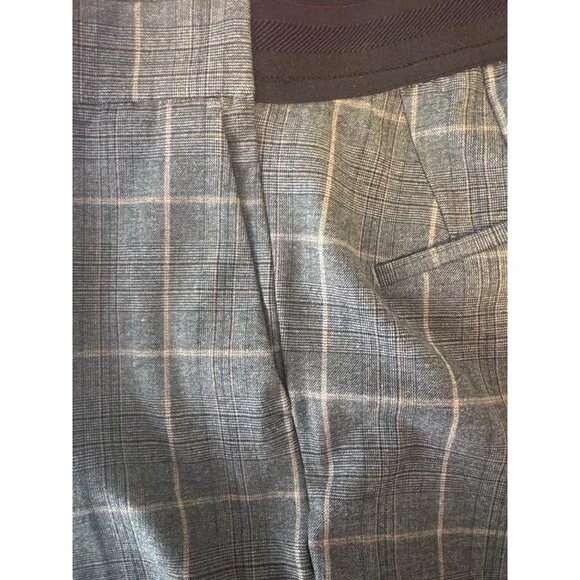 ZARA Small Plaid Small Slim Fit Trousers Gray Check Pattern - Picture 6 of 14